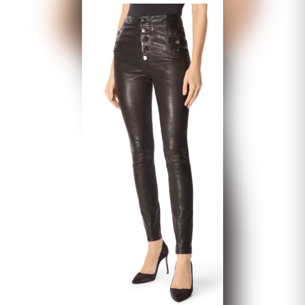 JBrand Leather Natasha High-Waisted Pant
